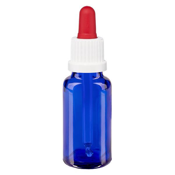 Butelka apteczna niebieska 20 ml pipeta biała/czerwona OV Butelka apteczna niebieska 20 ml pipeta biała/czerwona OV