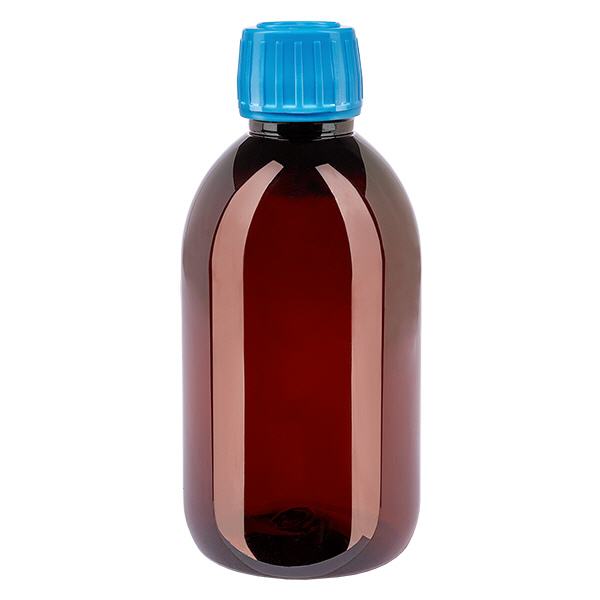 Butelka PET 250 ml z niebieską nakrętką OV Butelka PET 250 ml z niebieską nakrętką OV
