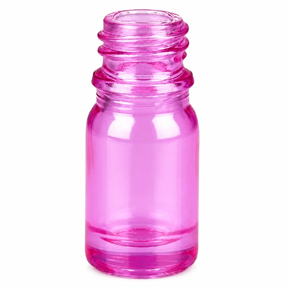 Mała fioletowa plastikowa butelka 5 ml z gwintem UT18/5 do aerozoli i kropli do nosa