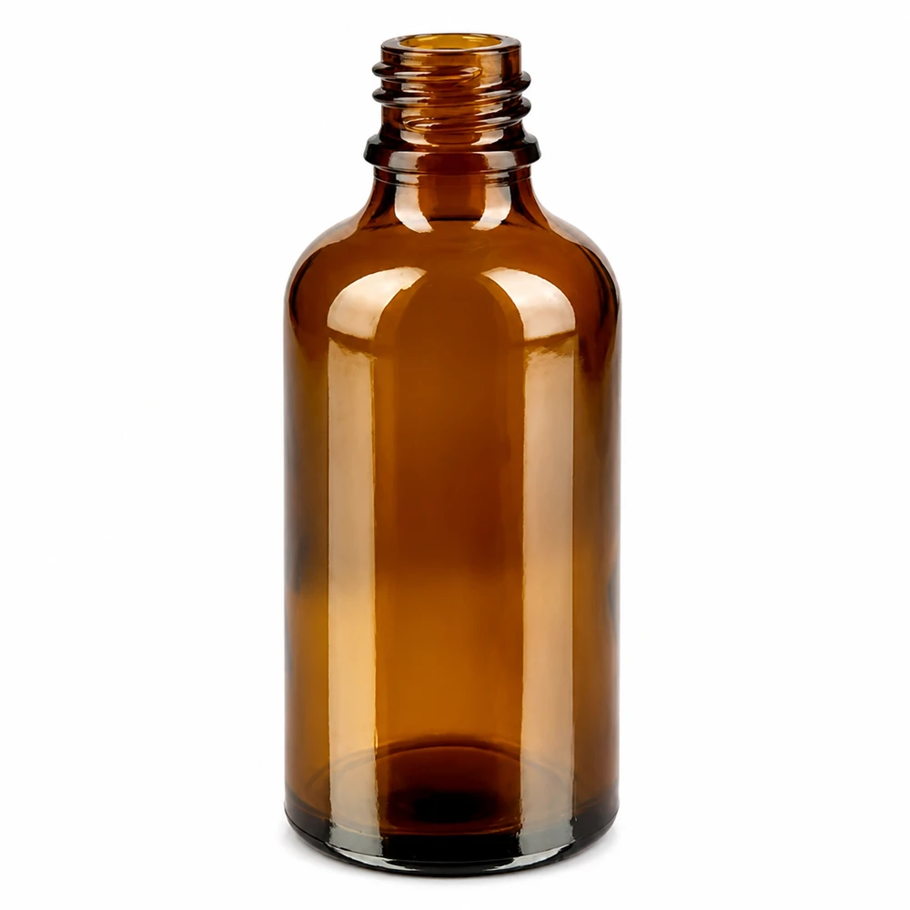 Wysokiej jakości szklana butelka o pojemności 50 ml w brązowym kolorze z gwintem 11 mm zapewnia optymalną ochronę przed światłem.