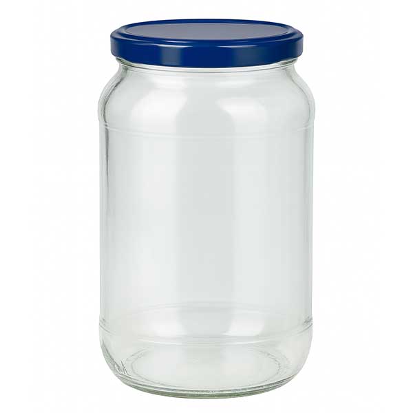 Słoik okrągły 1062 ml + pokrywka BasicSeal niebieska UNiTWIST