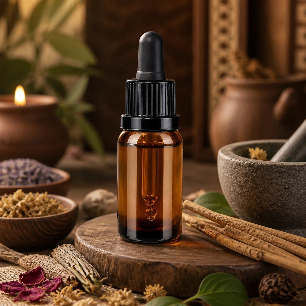 Butelka z pipetą 10 ml, czarna OV BrownLine UT18/10 Kompaktowa butelka z pipetą o pojemności 10 ml z bursztynowego szkła do zastosowań w aromaterapii i kosmetykach naturalnych