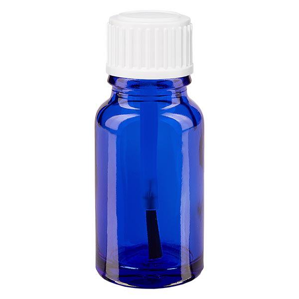 Butelka apteczna niebieska 10ml zakrętka biały pędzelek Butelka apteczna niebieska 10ml zakrętka biały pędzelek