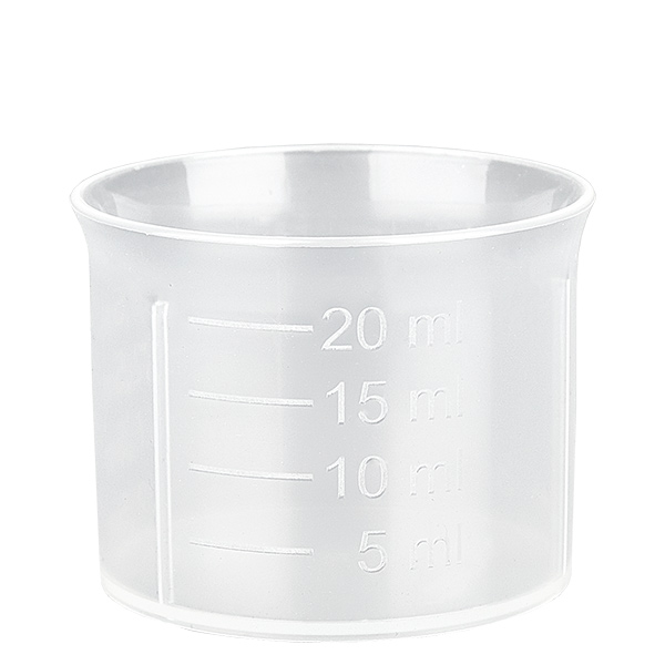 Przezroczysty kubek dozujący 20 ml ze skalą ApoGlas. Jakość farmaceutyczna. Gwint 28 mm. Np. do butelek na leki ApoGlas® Euro. Przezroczysty kubek dozujący 20 ml ze skalą ApoGlas. Jakość farmaceutyczna. Gwint 28 mm. Np. do butelek na leki ApoGlas® Euro.