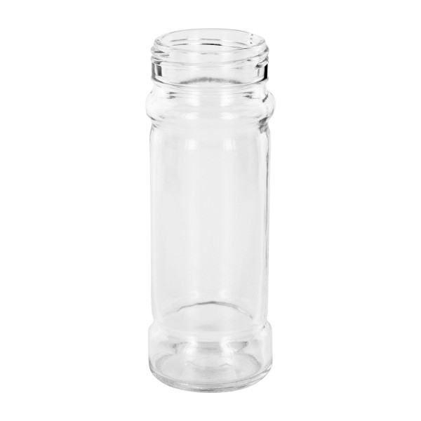 Słoik na sól/przyprawy Mary 100 ml, gwint 41 mm, przezroczyste szkło - pasujące pokrywki z gwintem 41 mm można zamówić osobno. Przezroczysty słoik na przyprawy „Mary” o pojemności 100 ml z gwintem 41 mm, przeznaczony do soli i przypraw
