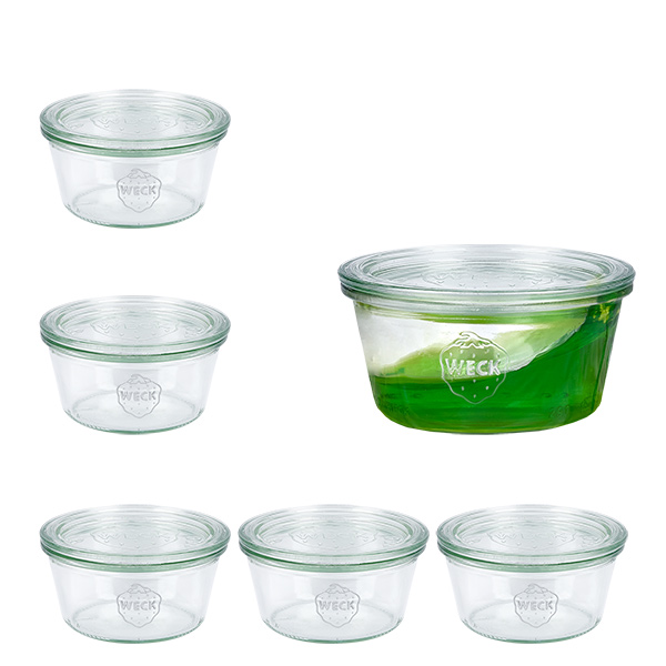 6 sztuk słoików Weck słoiki z pokrywką 290 ml niskie, 1/5 l słoiki z 6 sztuk słoików Weck słoiki z pokrywką 290 ml niskie, 1/5 l słoiki z