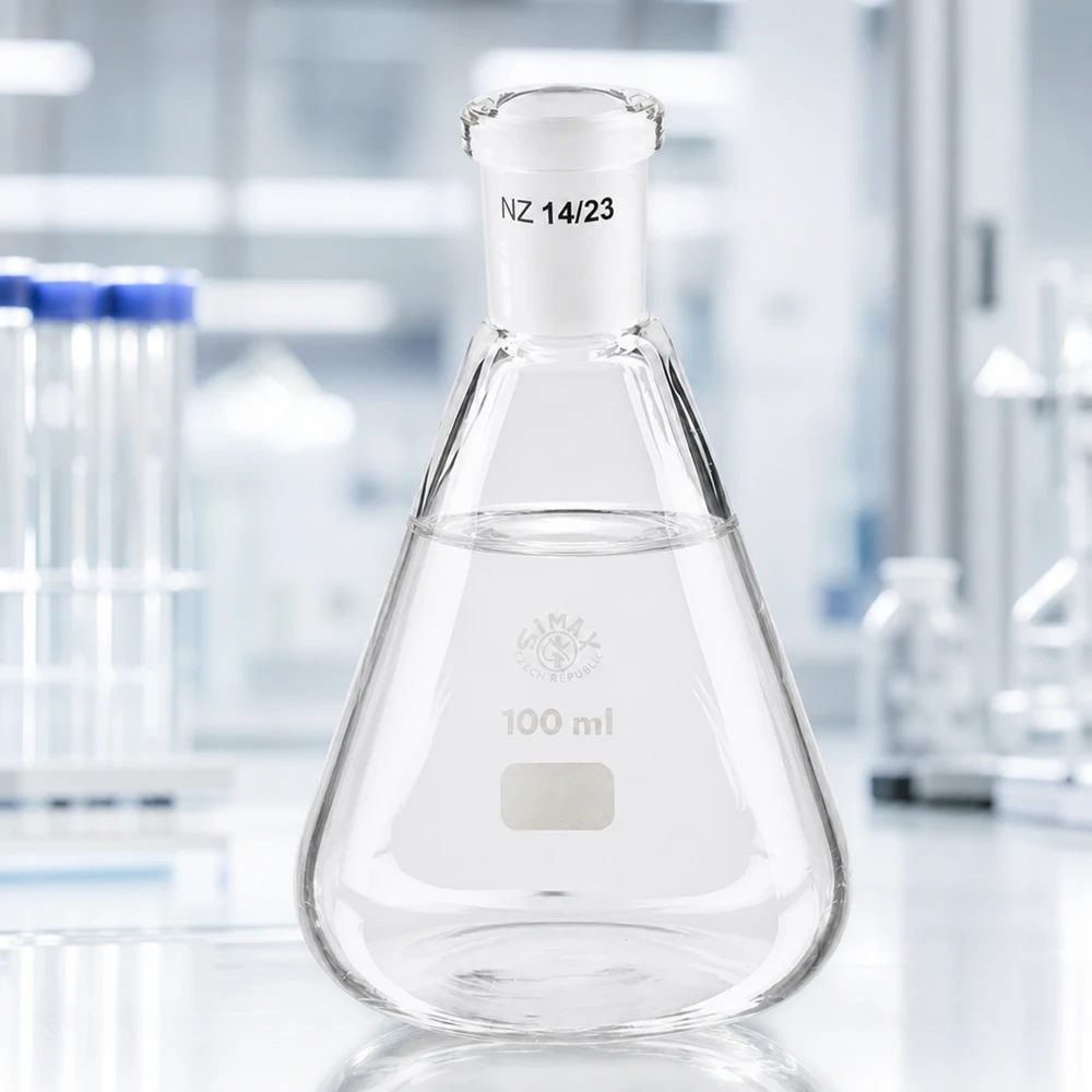 Kolba Erlenmeyera 100 ml ze standardowym szlifowanym złączem (14/23) Kolba Erlenmeyera 100 ml ze standardowym szlifowanym złączem (14/23)