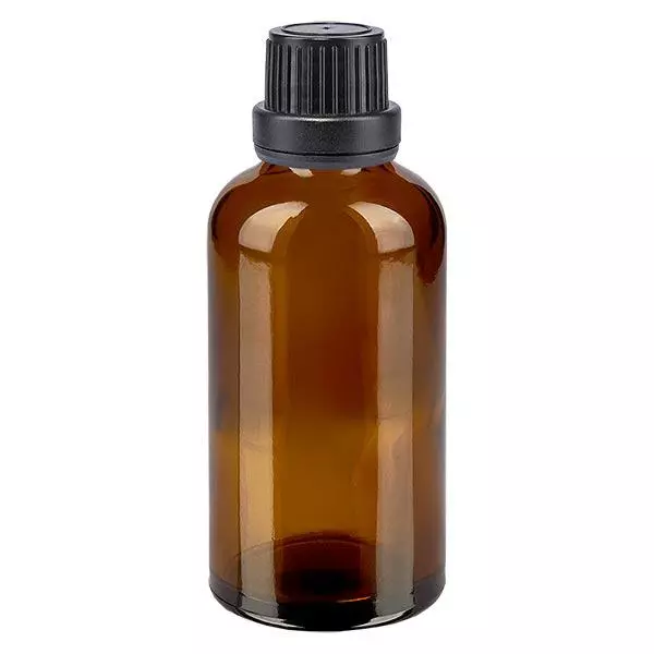 Butelka apteczna brązowa 50ml drip v. Pr. 2mm czarny OV