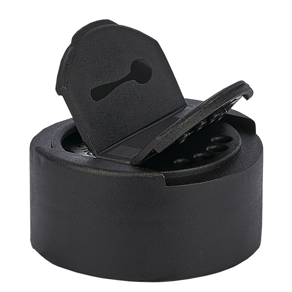 Pokrywka s&#322;oika na s&#243;l/przyprawy z podw&#243;jnym otworem, czarna - Podw&#243;jna: 4 otwory &#248;3 mm i 1 otw&#243;r &#248;29 mm. Gwint 41 mm. Sk&#322;adany zawias. PP.