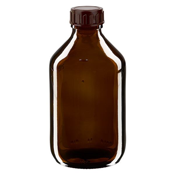 Butelka na lek 250 ml brązowa, z zakrętką brązową ApoGlas. Farmaceutyczna jakość produkcji UE. Gwint 28 mm (PP28). (syrop, butelka z lekkiego szkła) Butelka na lek 250 ml brązowa, z zakrętką brązową ApoGlas. Farmaceutyczna jakość produkcji UE. Gwint 28 mm (PP28). (syrop, butelka z lekkiego szkła)