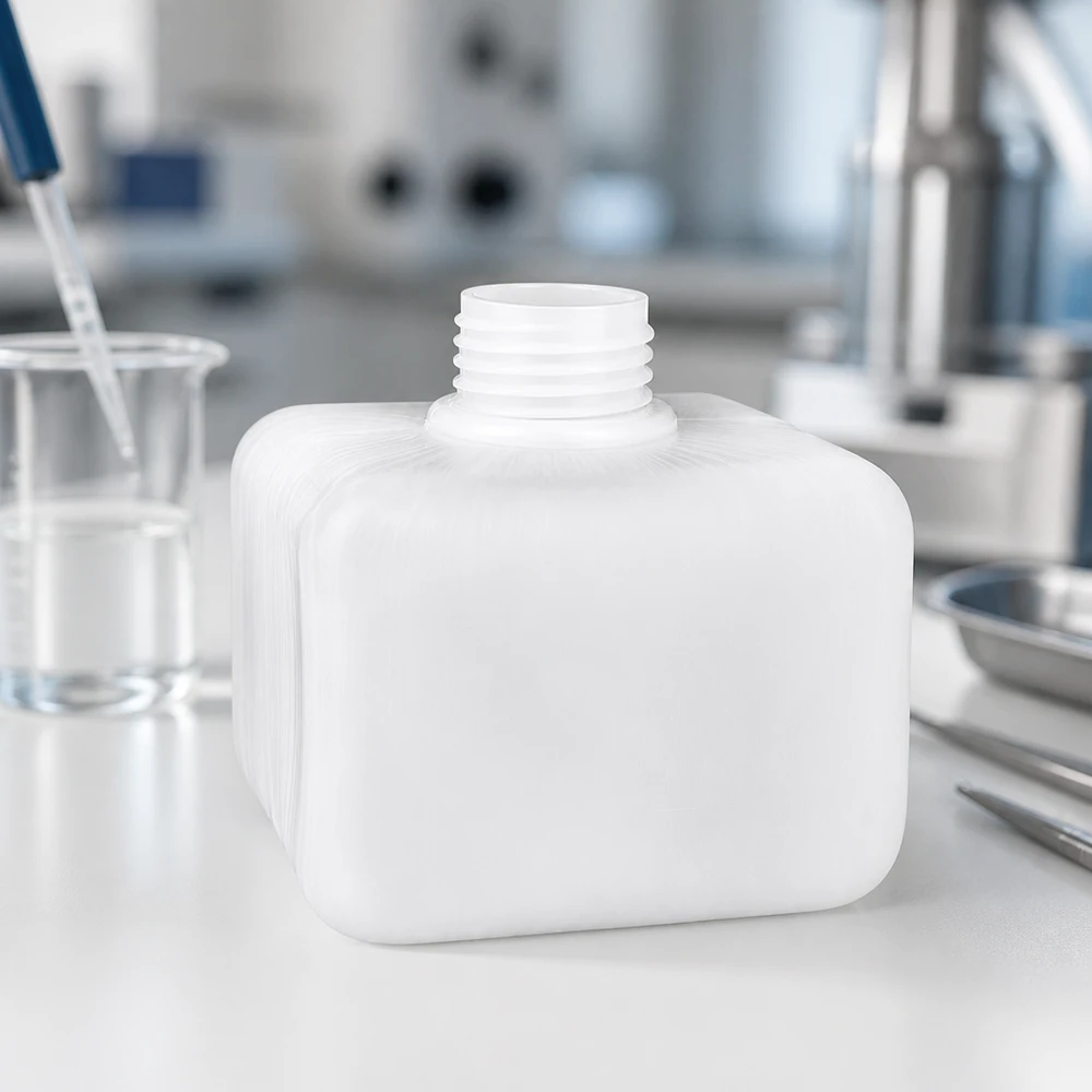 Butelka na chemikalia 250ml, wąska szyjka wykonana z PE-HD, kolor naturalny, GL 28 Biała butelka na chemikalia z PE-HD o pojemności 250 ml, z gwintem GL28 i wąską szyjką, przeznaczona do profesjonalnych laboratoriów
