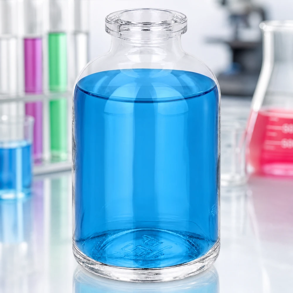 Butelka iniekcyjna z przezroczystego szkła 50 ml Hochwertige 50ml Injektionsflasche Klarglas mit dickem Standboden für sichere Lagerung