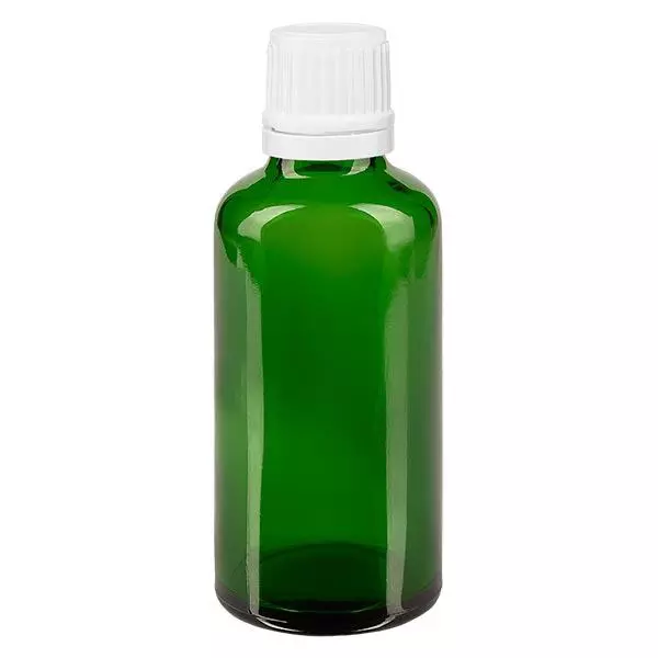 Butelka apteczna zielona 50ml zakrętka biała OV Butelka apteczna zielona 50ml zakrętka biała OV