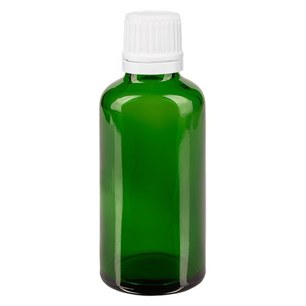 Butelka apteczna zielona 50ml zakrętka biała OV Butelka apteczna zielona 50ml zakrętka biała OV