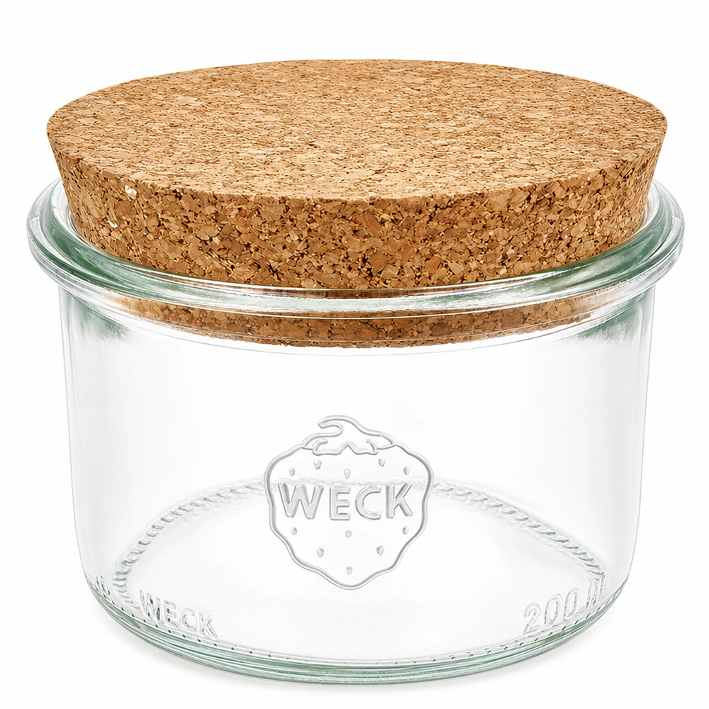 WECK słoik 200ml RR80 z naturalnym korkiem przezroczysty słoik do przechowywania przetworów