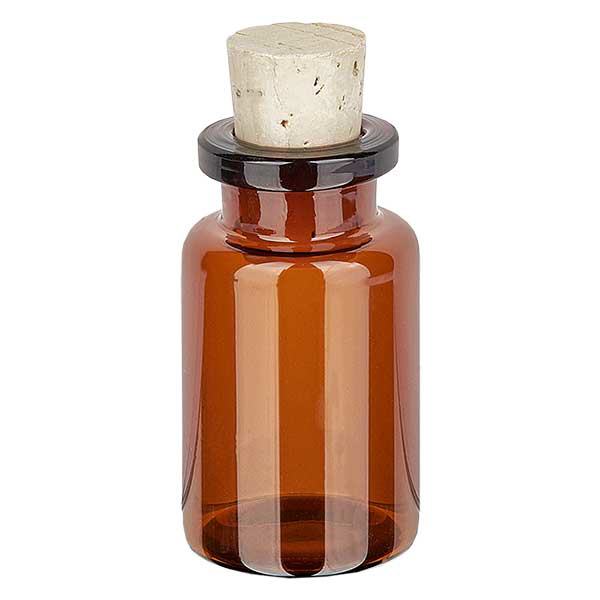 Butelka z bursztynowego szkła 10 ml z korkiem 11/14 mm Butelka z bursztynowego szkła 10 ml z korkiem 11/14 mm