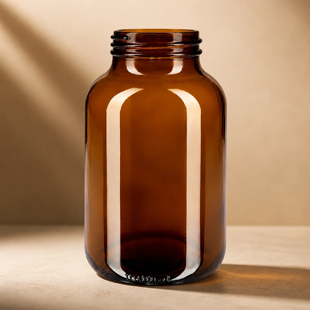 Wytrzymała szklana butelka o pojemności 1000 ml w kolorze brązowym chroni przed promieniowaniem UV i szkodliwymi promieniami.