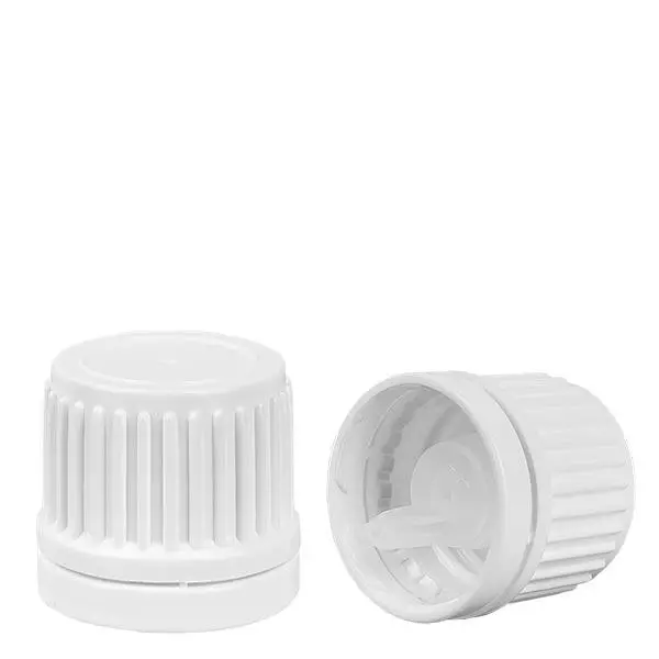 Zakraplacz 0,8 mm biały (DIN18, UT18) z pierścieniem zabezpieczającym. Pionowy zakraplacz. Do ApoGlas®, UNiTWIST® i Miron® Apofl. 5-100 ml z gwintem 18 mm.
