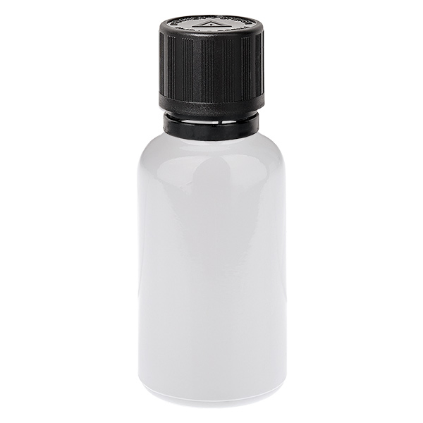 Butelka z zakraplaczem 20 ml, 1 mm, czarna, zamknięcie zabezpieczające przed otwarciem przez dzieci, symbol ostrzegawczy dla osób niewidomych WhiteLine UT18/20 Butelka z zakraplaczem 20 ml, 1 mm, czarna, zamknięcie zabezpieczające przed otwarciem przez dzieci, symbol ostrzegawczy dla osób niewidomych WhiteLine UT18/20