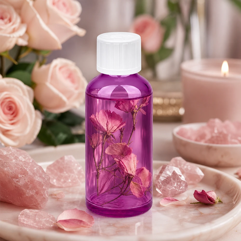 Butelka apteczna 50 ml, fioletowa, przezroczysta, z zakrętką zabezpieczającą przed dziećmi, do bezpiecznego przechowywania