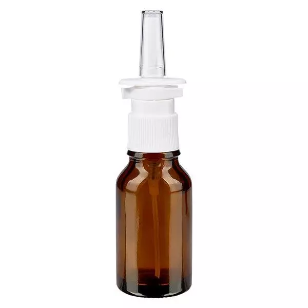 Butelka apteczna brązowa 15ml atomizer do nosa biały St Butelka apteczna brązowa 15ml atomizer do nosa biały St