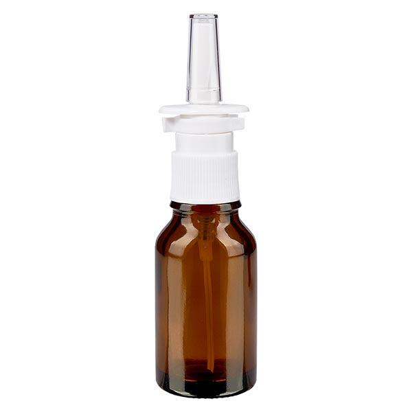 Butelka apteczna brązowa 15ml atomizer do nosa biały St Butelka apteczna brązowa 15ml atomizer do nosa biały St