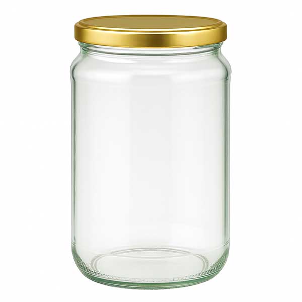 375 ml okrągły słoik z pokrywką BasicSeal złotą UNiTWIST