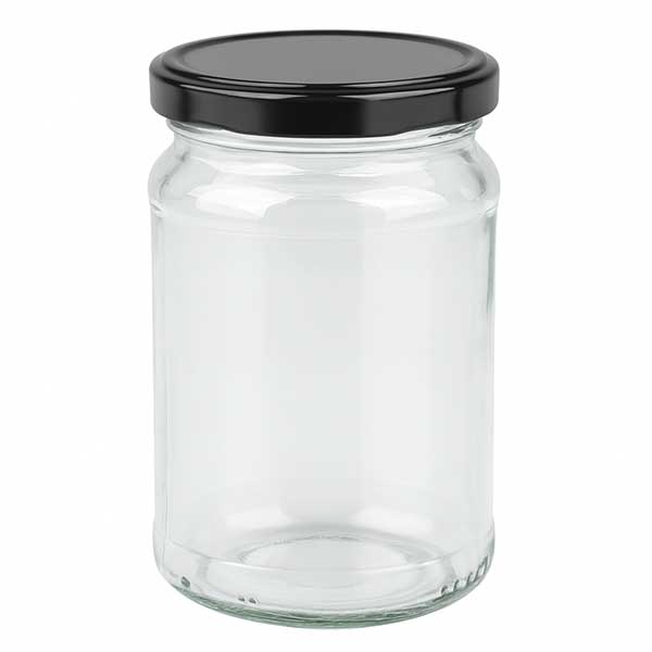 205 ml okrągły słoik z czarnym wieczkiem BasicSeal UN..