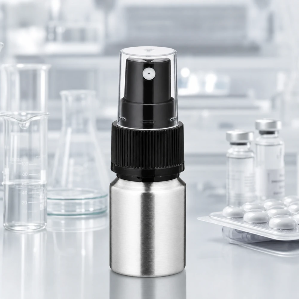 Butelka z polerowanego aluminium o pojemności 10 ml z atomizerem Aluminiowa butelka o pojemności 10 ml z przezroczystą głowicą rozpylającą - precyzyjne dozowanie perfum i olejków eterycznych