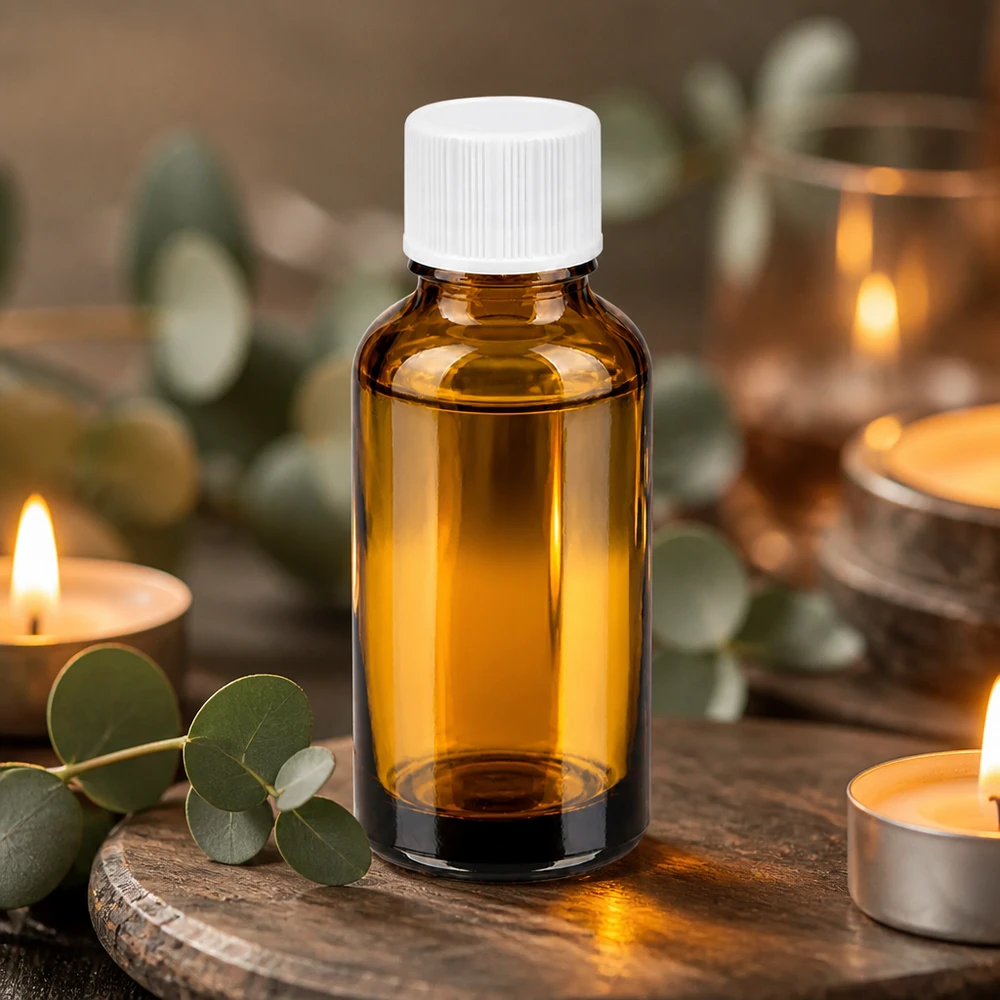 Butelka 30 ml 11 mm SV biała STD BrownLine UT18/30 Brązowa szklana butelka BrownLine o pojemności 30 ml z białą nakrętką do olejków eterycznych i aromaterapii