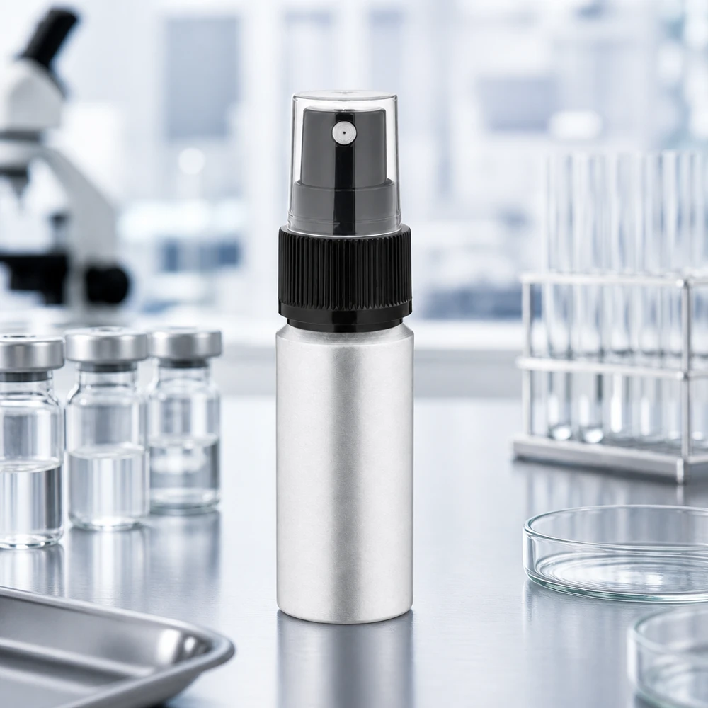 Butelka z barwionego aluminium o pojemności 20 ml z atomizerem Testowana laboratoryjnie aluminiowa butelka 20 ml z atomizerem do profesjonalnej produkcji kosmetyków