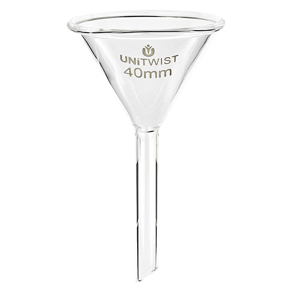 Szklany lejek &#248;40 mm z borokrzemianu UNiTWIST