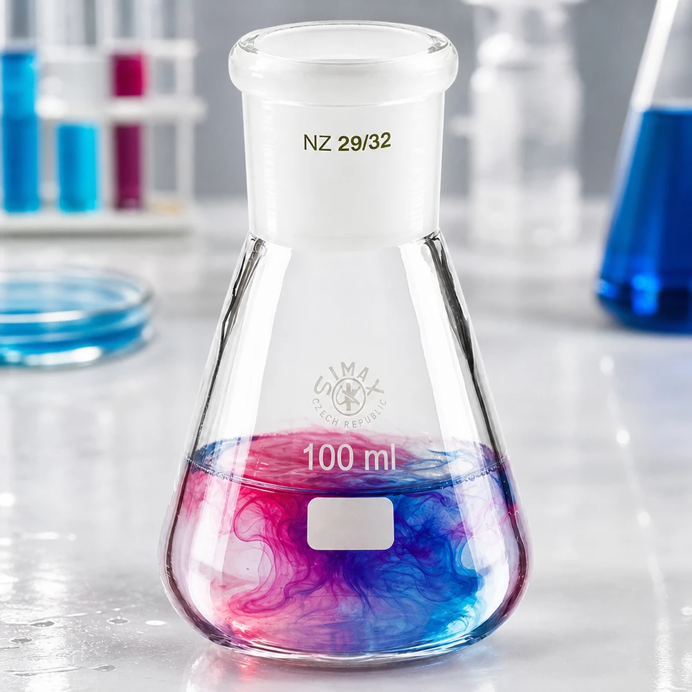 Kolba Erlenmeyera 100 ml ze standardowym szlifowanym złączem (29/32) Kolba Erlenmeyera 100 ml ze standardowym szlifowanym złączem (29/32)