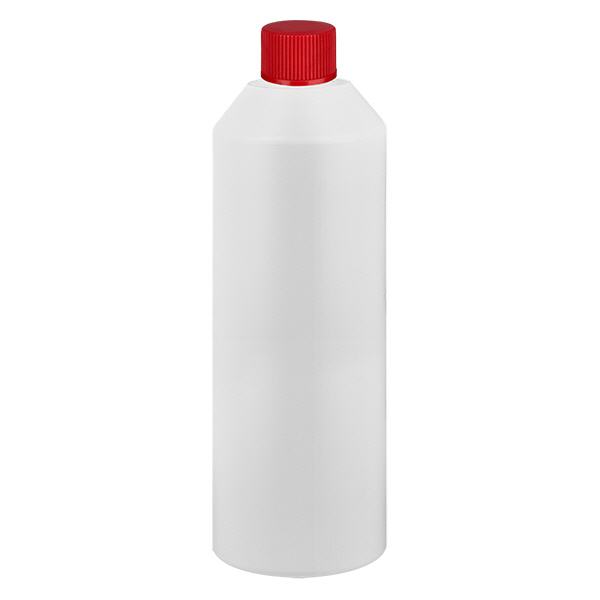 Butelka apteczna HDPE 250ml biała, z czerwonym SV Butelka apteczna HDPE 250ml biała, z czerwonym SV