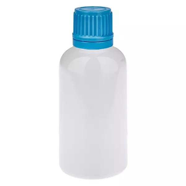 Butelka 30 ml, zamknięcie śrubowe 11 mm, niebieskie, zamknięcie zabezpieczające przed otwarciem przez dzieci WhiteLine UT18/30