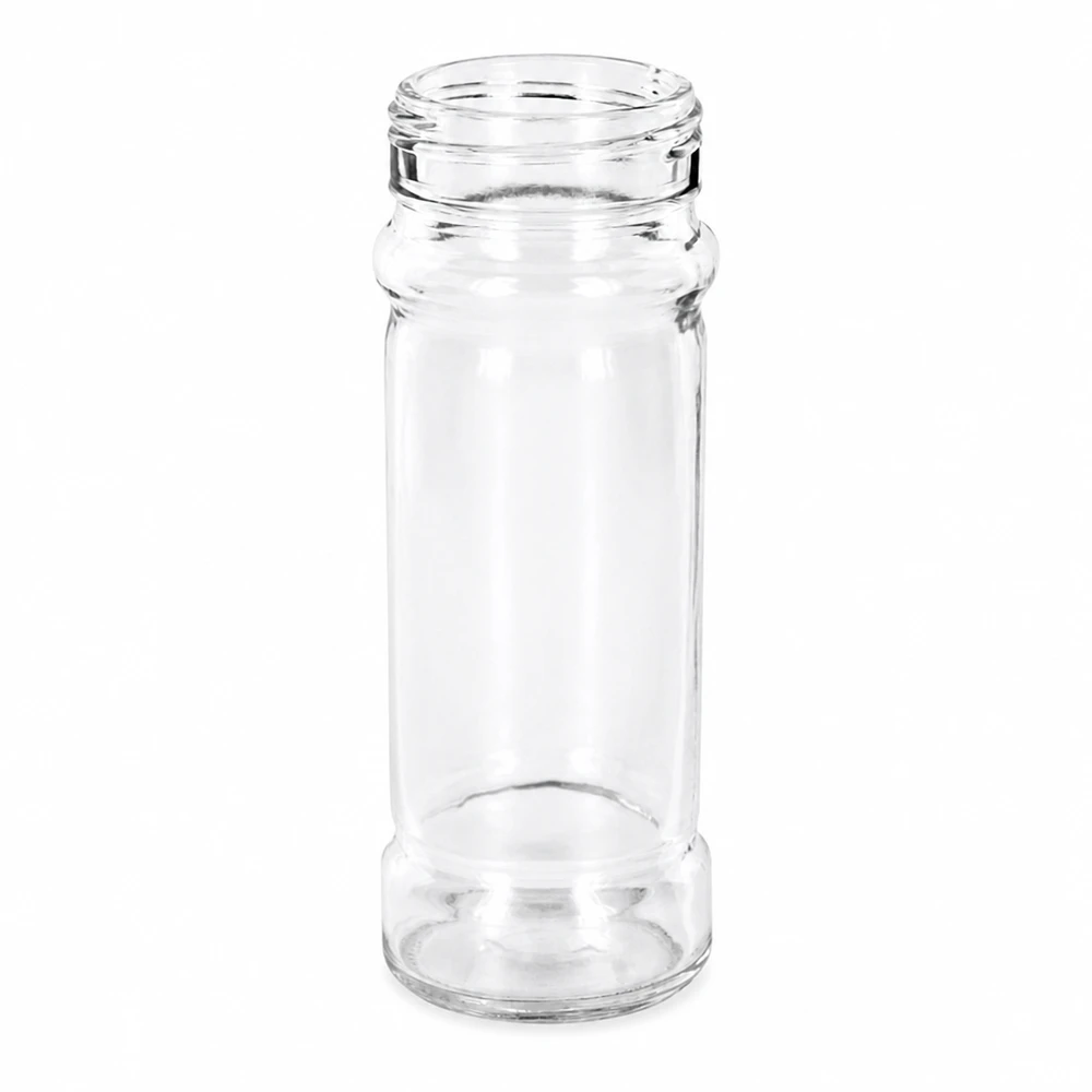 Pusty słoik na przyprawy „Mary” o pojemności 100 ml, wykonany z przezroczystego szkła, z gwintem 41 mm