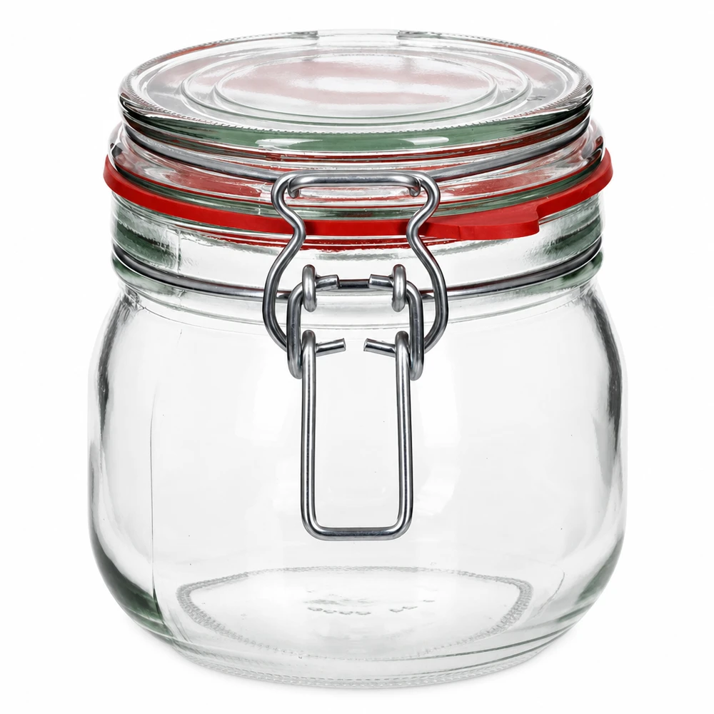 Słoik do przechowywania typu G o pojemności 634 ml z zamknięciem na zatrzask UN.. Słoik do przechowywania 634 ml z uchylną górą do kuchni i gospodarstwa domowego