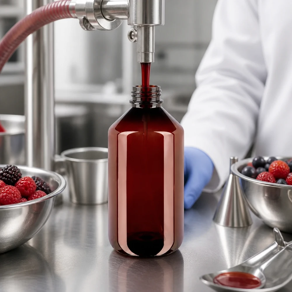 Schuetzende dunkelbraune 500ml PET Flasche fuer UV-sensitive Fruchtsaefte und Naturextrakte