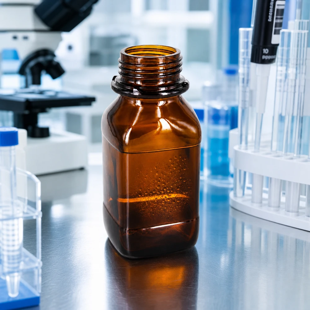 Butelka na chemikalia o pojemności 250 ml Butelka laboratoryjna 250 ml w kolorze brązowym z szerokim otworem ułatwiającym napełnianie chemikaliami