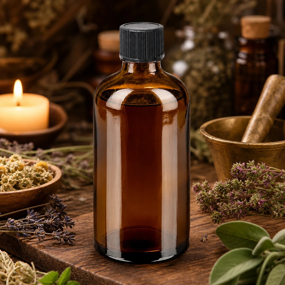 100 ml butelka z zakraplaczem 1 mm czarna STD BrownLine UT18/100 Czarny zakraplacz 1 mm na 100 ml butelce z bursztynowego szkła do dokładnego dozowania naturalnych ekstraktów