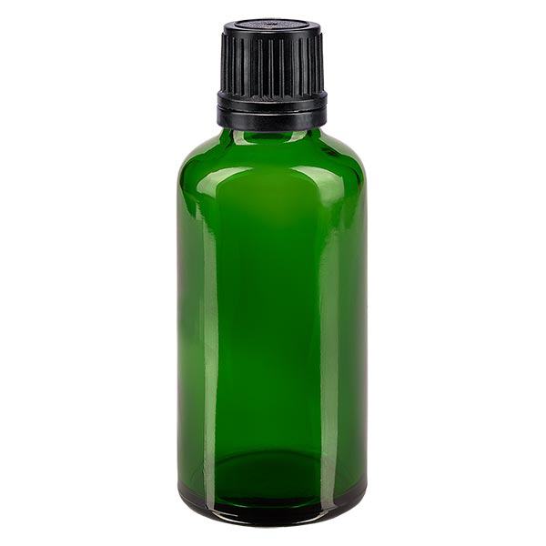 Butelka apteczna zielona 50ml zakrętka czarna nalewak r. OV Butelka apteczna zielona 50ml zakrętka czarna nalewak r. OV