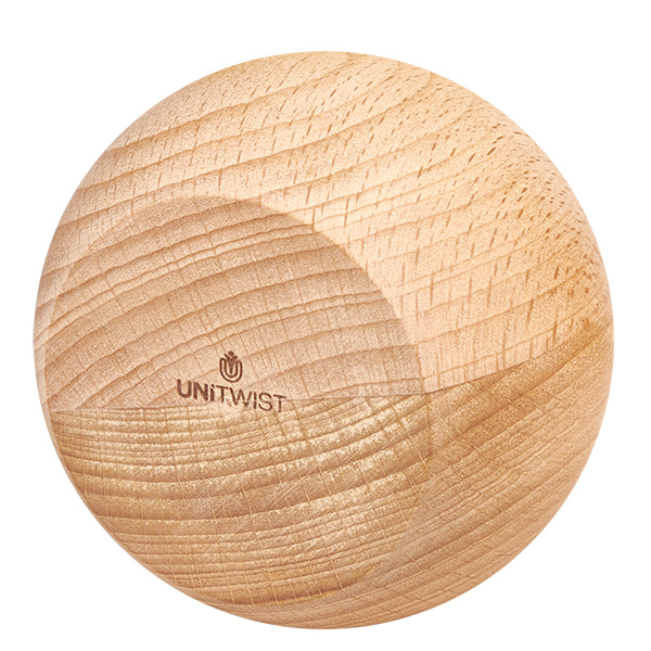 Drewniana kula UNiTWIST (buk) do WECK RR80 Pojedyncza kula UNiTWIST z drewna bukowego z logo i naturalną fakturą drewna do słoików WECK RR80