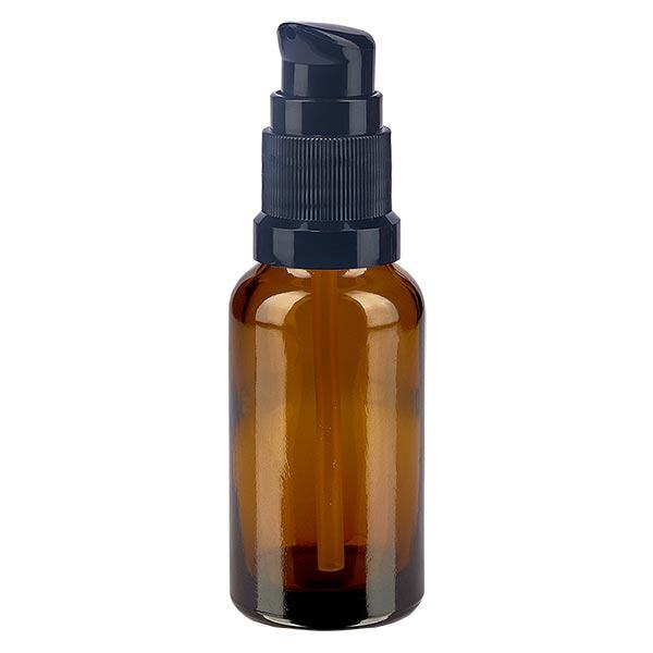Butelka apteczna brązowa 20ml zakrętka z pompką czarna St Butelka apteczna brązowa 20ml zakrętka z pompką czarna St