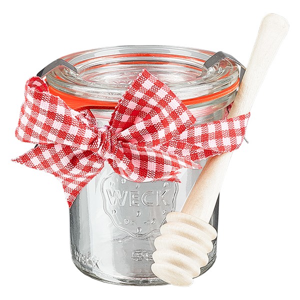 Mini s&#322;oik WECK 140 ml, kompletny z &#322;y&#380;eczk&#261; do miodu