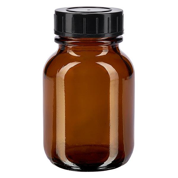 Butelka z szerok&#261; szyjk&#261; o pojemno&#347;ci 50 ml z bursztynowego szk&#322;a z zakr&#281;tk&#261;