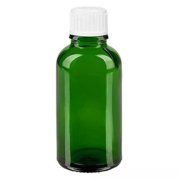 Butelka apteczna zielona 30ml zakrętka białe kuleczki St