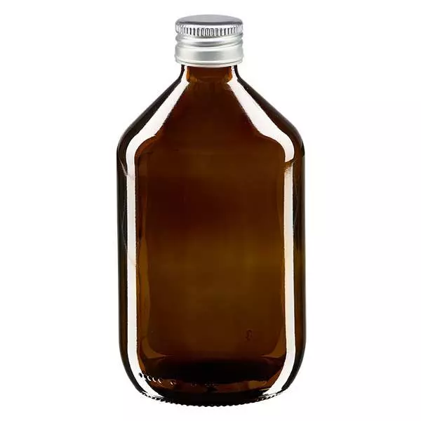 Butelka na lek 500 ml brązowa, z zakrętką ze srebrnego aluminium ApoGlas. Farmaceutyczna jakość produkcji UE. Gwint 28 mm (PP28). (syrop, butelka z lekkiego szkła) Butelka na lek 500 ml brązowa, z zakrętką ze srebrnego aluminium ApoGlas. Farmaceutyczna jakość produkcji UE. Gwint 28 mm (PP28). (syrop, butelka z lekkiego szkła)