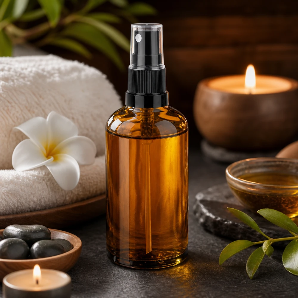 100 ml butelka ze spryskiwaczem czarna/przezroczysta STD BrownLine UT18/100 Wysokiej jakości butelka z rozpylaczem o pojemności 100 ml wykonana z brązowego szkła chroniącego przed promieniowaniem UV, przeznaczona do wysokiej jakości kosmetyków naturalnych.