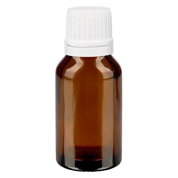 Butelka apteczna brązowa 15ml zakrętka biała OV Butelka apteczna brązowa 15ml zakrętka biała OV