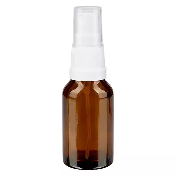 Butelka apteczna brązowa 30ml spray top biały Butelka apteczna brązowa 30ml spray top biały
